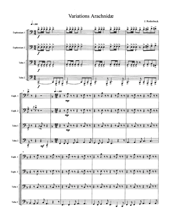 Variations Arachnidae (Tuba Quartett EETT) (Quartett (Tuba)) von Joseph Rodenbeck