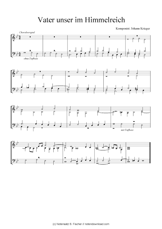 Vater unser im Himmelreich (Quartett in C) (Quartett (4 St.)) von Johann Krieger