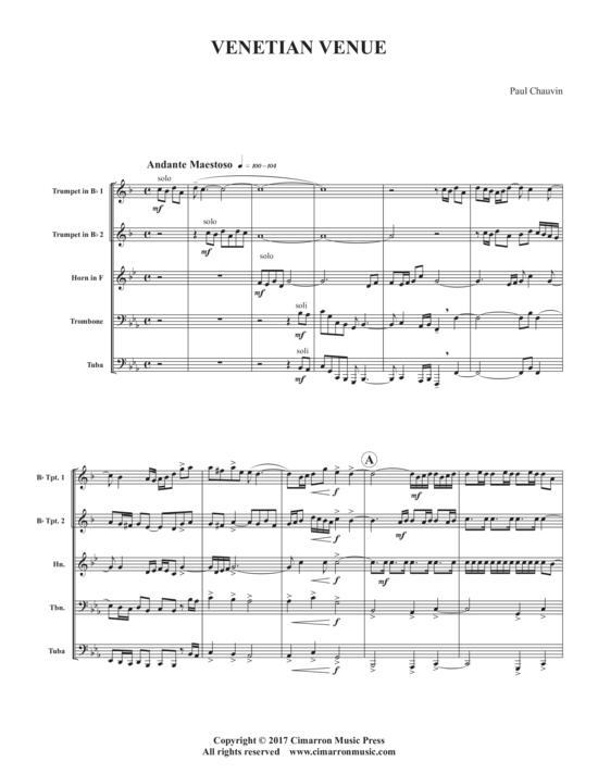 Venetian Venue (Blechbl auml serquintett) (Quintett (Blech Brass)) von Paul Chauvin