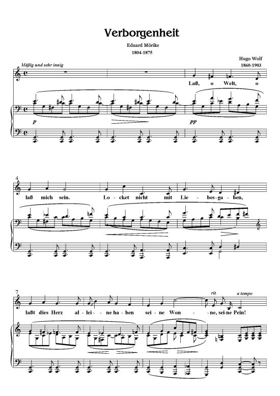 Verborgenheit (Klavier + Gesang) (Klavier  Gesang) von Hugo Wolf