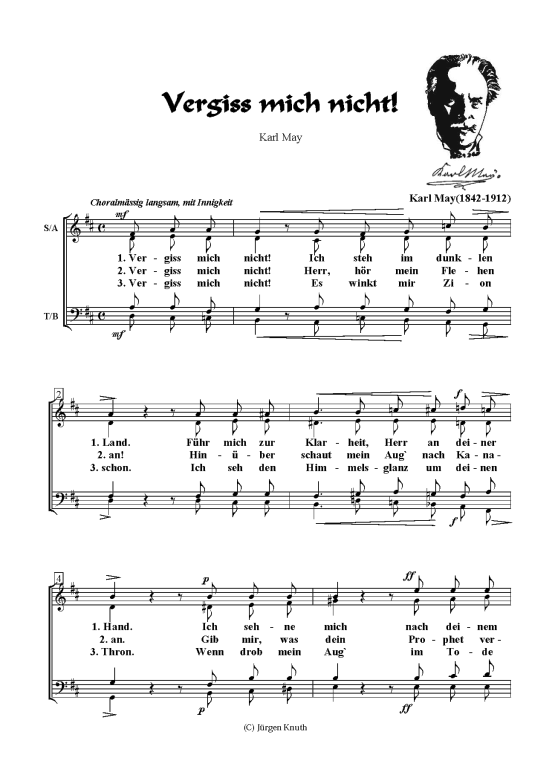 Vergiss mich nicht! Gemischter Chor PDF Noten von Karl May 18421912