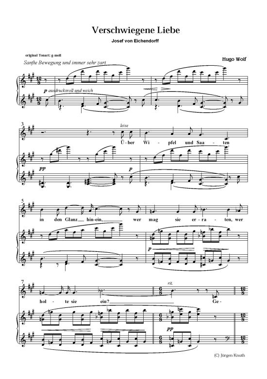 Verschwiegene Liebe (Klavier + Gesang) (Klavier  Gesang) von Hugo Wolf