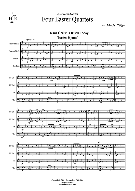 Vier Oster-Quartette (2xTromp in B Horn in F (Pos) Pos) (Quartett (Blech Brass)) von Verschiedene Verfasser