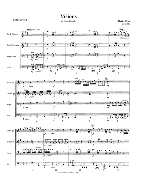 Visions (Blechbl auml serquartett 2x Trompete Euphonium + Tuba) (Quartett (Blech Brass)) von David Uber