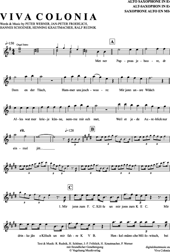 Viva Colonia (Alt-Sax) (Alt Saxophon) von H hner
