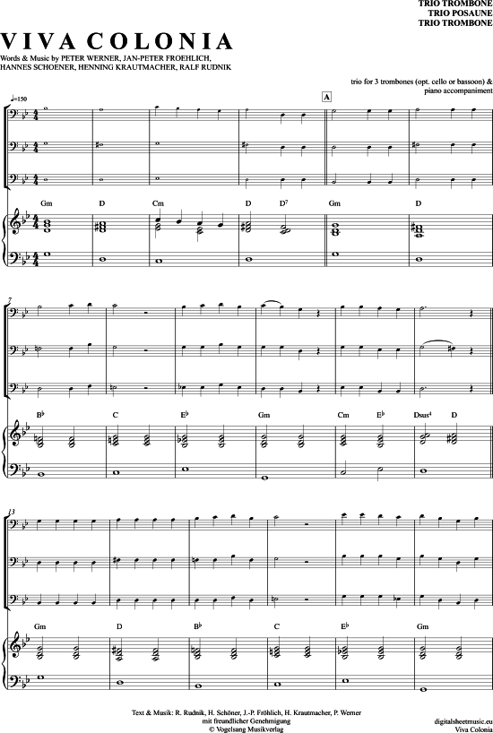 Viva Colonia (Posaunen Trio + Klavier) (Trio (Posaune)) von H hner