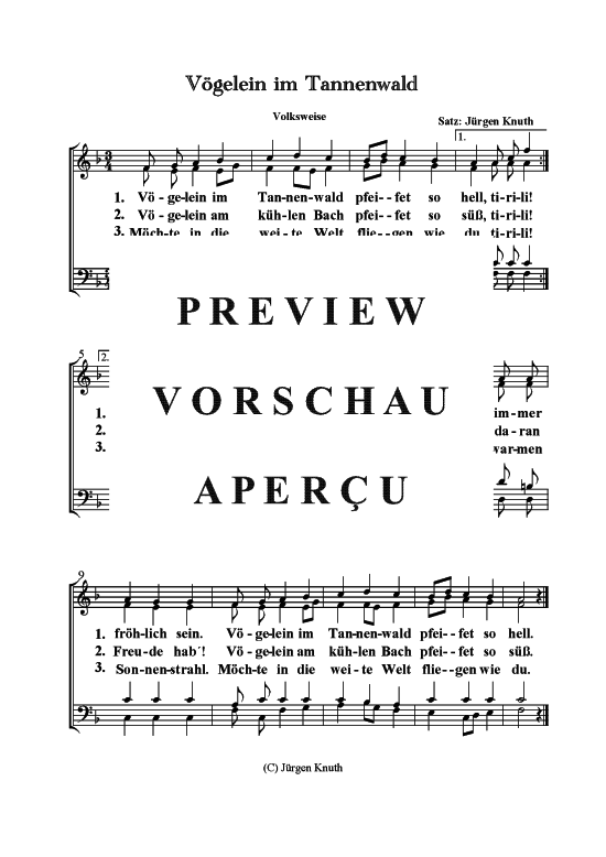 V gelein im Tannenwald (Gemischter Chor) (Gemischter Chor) von unbekannt Satz J rgen Knuth