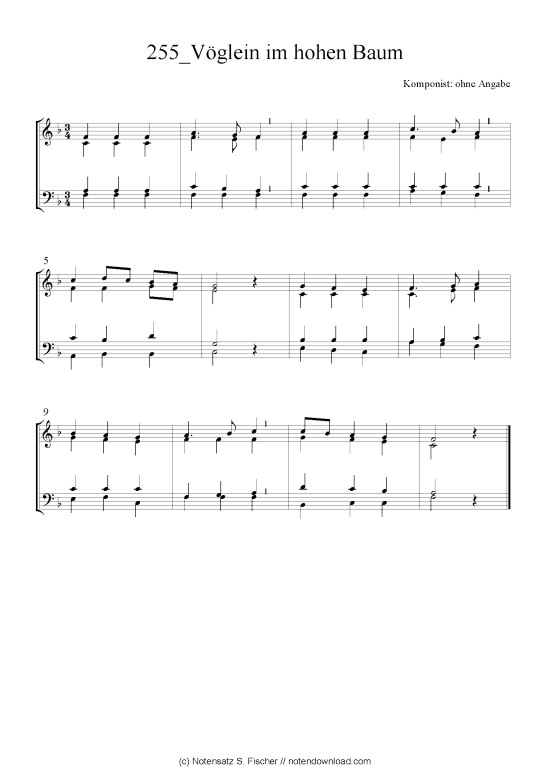 V glein im hohen Baum (Quartett in C) (Quartett (4 St.)) von 