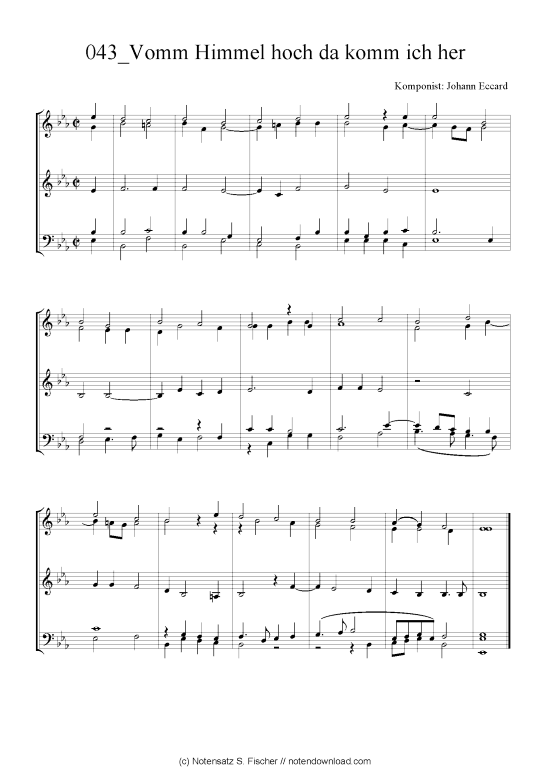 Vomm Himmel hoch da komm ich her (Quartett in C) (Quartett (4 St.)) von Johann Eccard