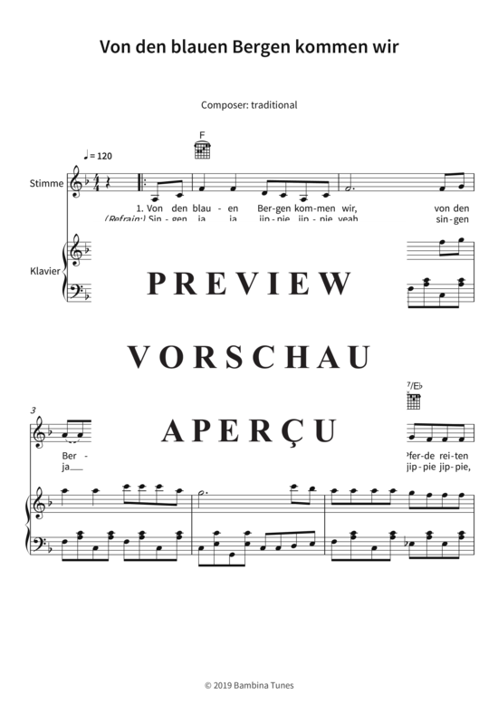 Von Den Blauen Bergen Kommen Wir Text www.notendownload.com