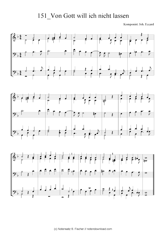 Von Gott will ich nicht lassen (Quartett in C) (Quartett (4 St.)) von Joh. Eccard