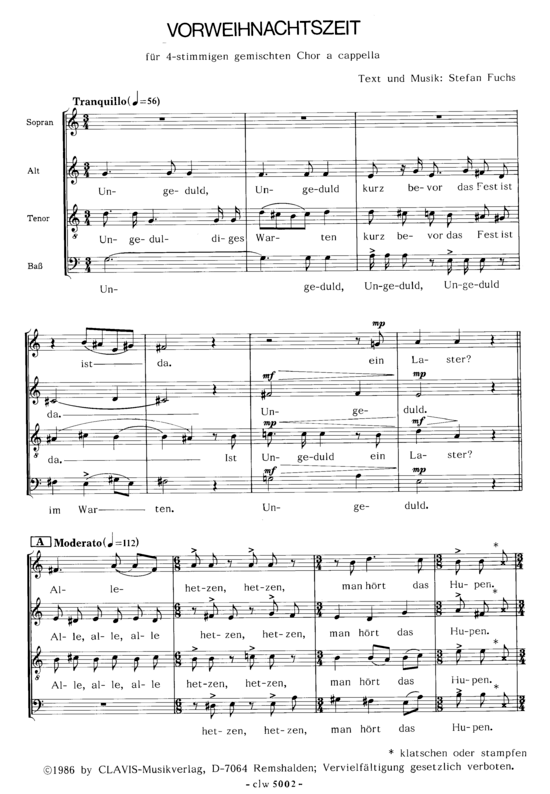 Vorweihnachtszeit (Gemischter Chor) (Gemischter Chor) von Stefan Fuchs (Vorweihnachtlich a-capella)