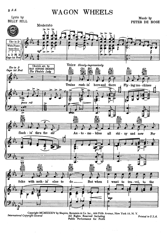 Wagon Wheels (Klavier + Gesang) (Klavier Gesang  Gitarre) von Paul Whiteman Bing Crosby 