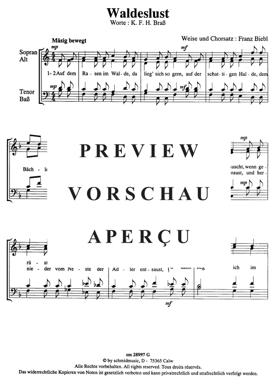 Waldeslust (Gemischter Chor) (Gemischter Chor) von Franz Biebl