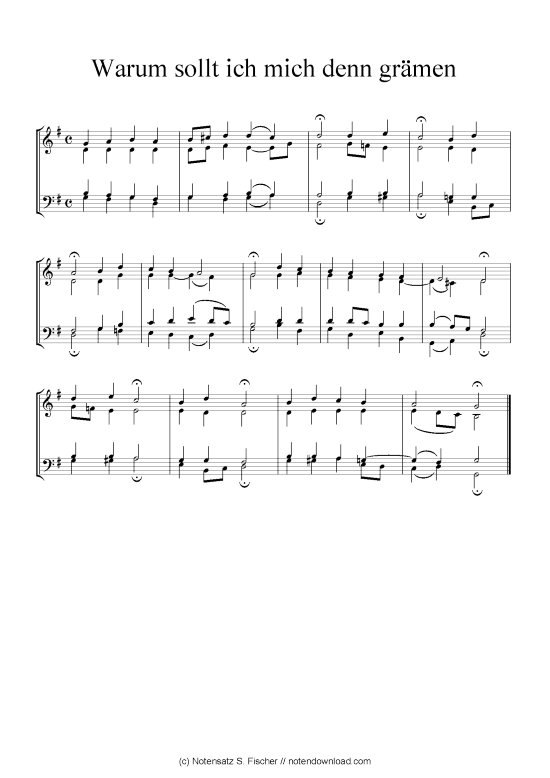 Warum sollt ich mich denn gr auml men (Klavier Solo) (Klavier Solo) von Johann Ch. G. Stade (Hrsgb.) 1830