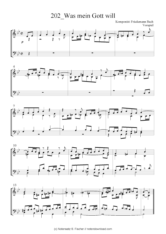 Was mein Gott will (Quartett in C) (Quartett (4 St.)) von Friedemann Bach Vorspiel