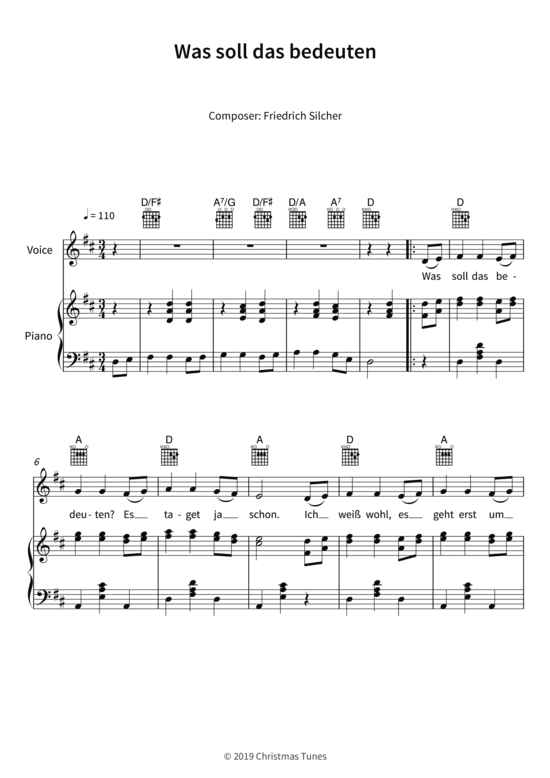 Was soll das bedeuten (Gesang + Klavier Gitarre) (Klavier  Gesang) von Friedrich Silcher