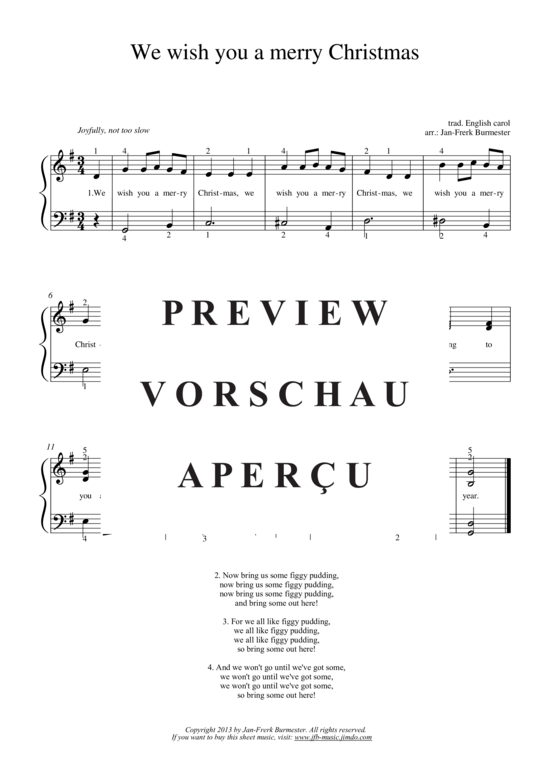 We wish you a merry Christmas Klavier Solo - PDF Noten von trad. engl