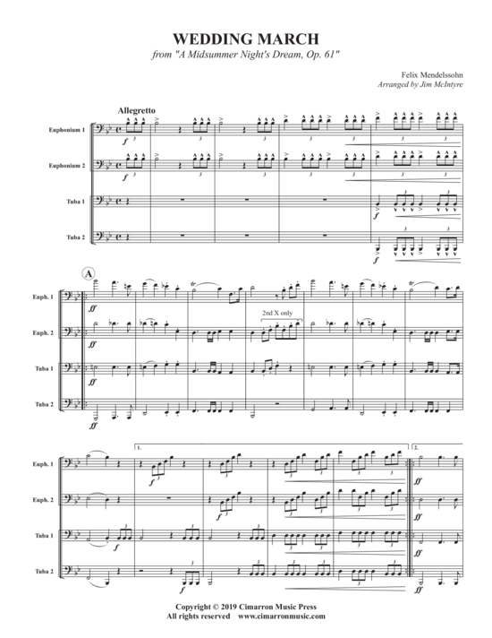 Wedding March (Tuba Quartett EETT) (Quartett (Tuba)) von Felix Mendelssohn