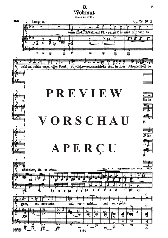 Wehmut D.762 (Gesang hoch + Klavier) (Klavier  Gesang hoch) von Schubert Franz