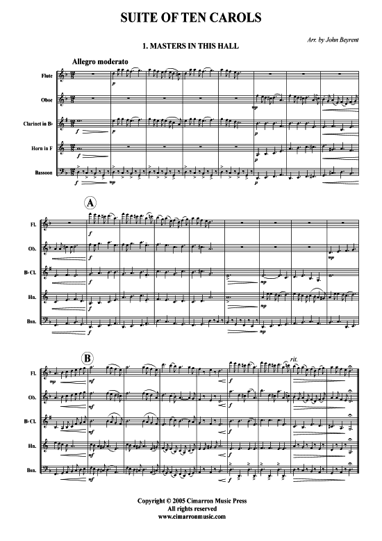 Weihnachts-Suite - 10 St uuml cke (Holzbl auml ser-Quintett) (Quintett (Holzbl ser)) von Weihnachten (arr. John Beyrent)