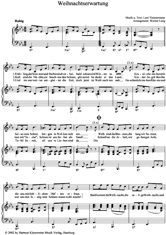 Weihnachtserwartung (Klavier  Gesang) von Leni Timmermann (1901-1992)