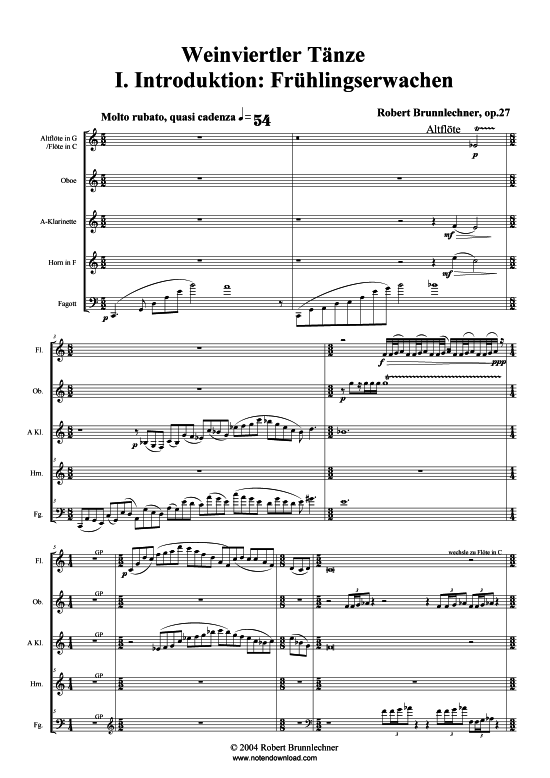Weinviertler T auml nze - Partitur (Quintett (Holzbl ser)) von Robert Brunnlechner
