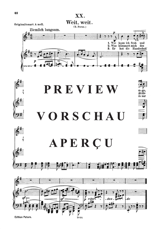 Weit weit Op.25 No.20 (Gesang tief + Klavier) (Klavier  Gesang tief) von Robert Schumann