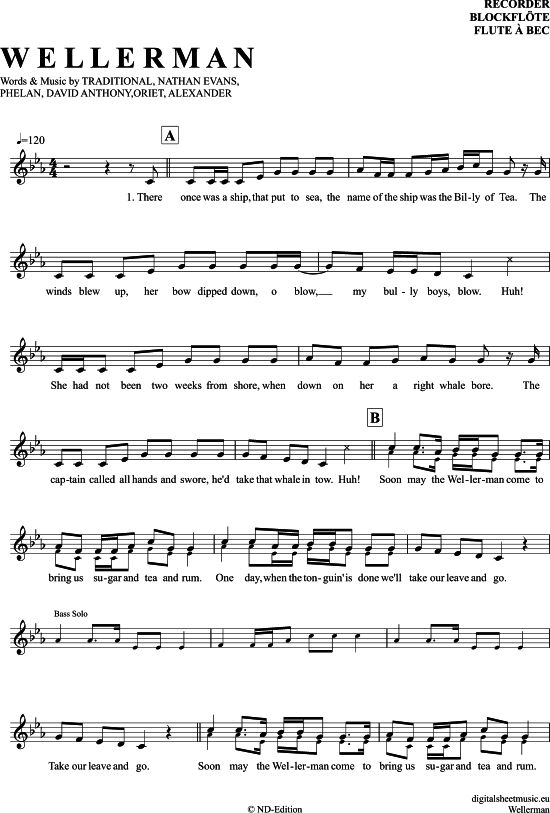 Wellerman (Sea Shanty) (Blockfl te) (Blockfl te) von Nathan Evans (Traditional Aus Neuseeland)