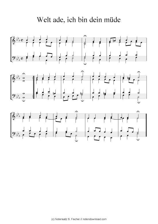 Welt ade ich bin dein m de (Klavier Solo) (Klavier Solo) von Johann Ch. G. Stade (Hrsgb.) 1830