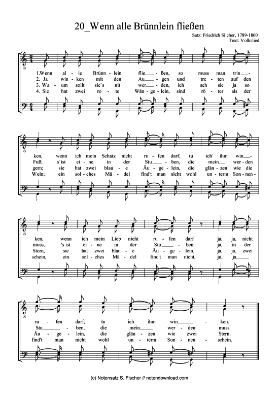 Wenn alle Br nnlein flie en (M nnerchor) (M nnerchor) von Friedrich Silcher (1789-1860)