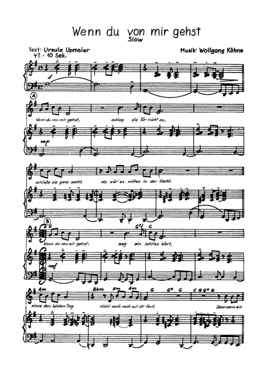 Warum Bist Du Gekommen Wenn Du Schon Wieder Gehst Noten Wenn du von mir gehst Klavier + Gesang - PDF Noten von Julia Axen in G