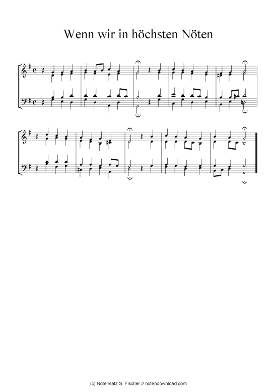 Wenn wir in h chsten N ten (Klavier Solo) (Klavier Solo) von Johann Ch. G. Stade (Hrsgb.) 1830