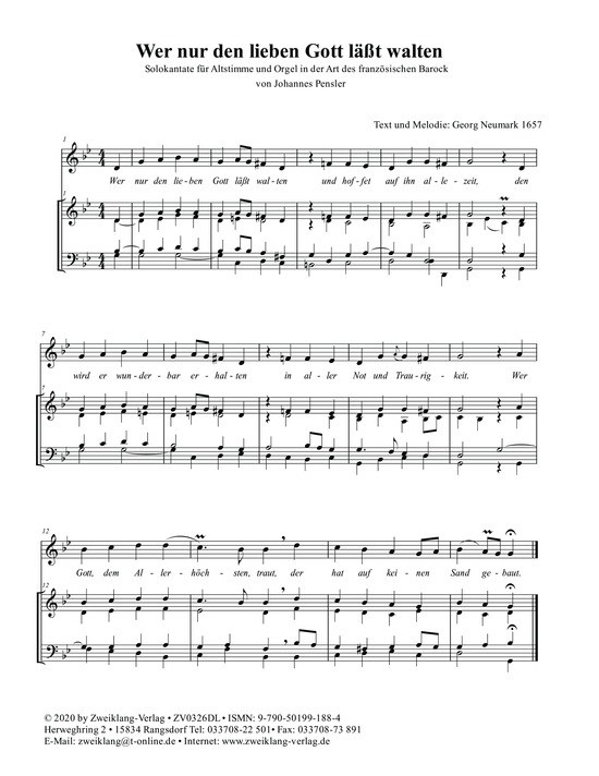 Wer nur den lieben Gott l t walten (Alt Solo + Orgel) (Orgel  Gesang) von Johannes Pensler Georg Neumark