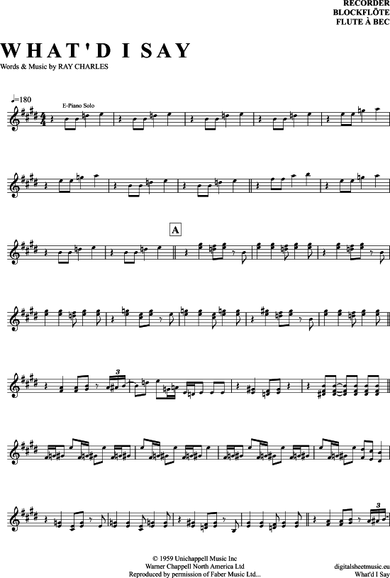 What d I Say (Blockfl te) (Blockfl te) von Ray Charles
