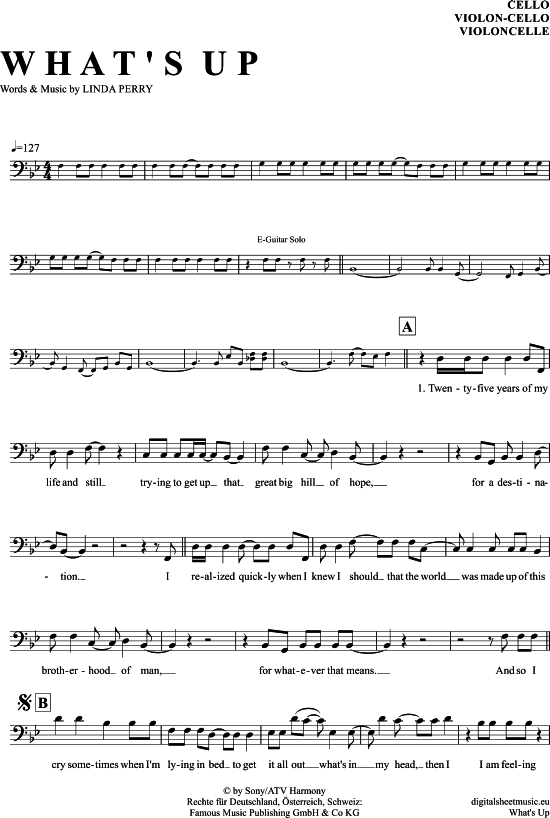 What s Up (Violon-Cello) (Violoncello) von 4 Non Blondes