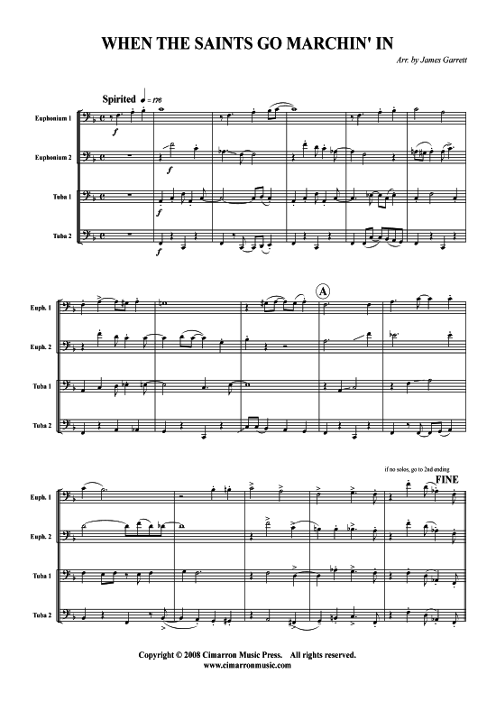 When the Saints Go Marchin In (Tuba Quartett 2x Bariton 2xTuba) (Quartett (Tuba)) von Traditional