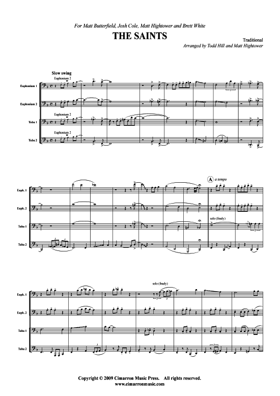 When the Saints Go Marchin In (Tuba Quartett 2x Bariton 2xTuba) (Quartett (Tuba)) von Weihnachten