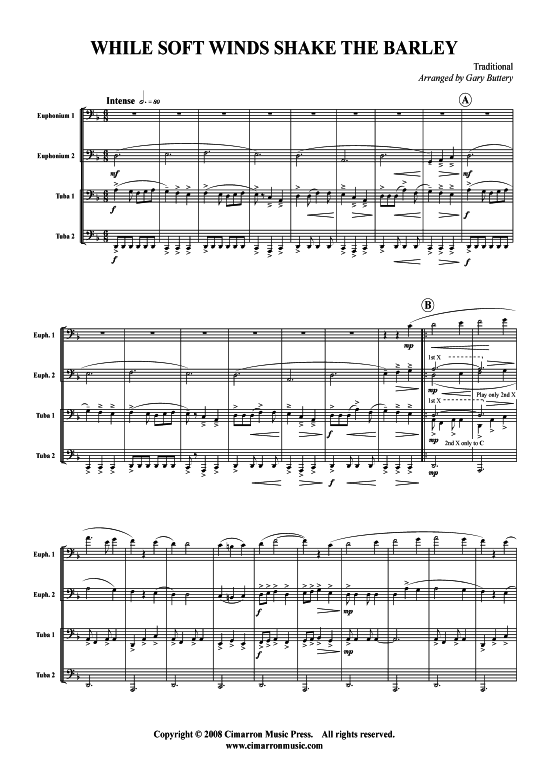 While Soft Winds Shake the Barley (Tuba Quartett 2x Bariton 2xTuba) (Quartett (Tuba)) von Traditional