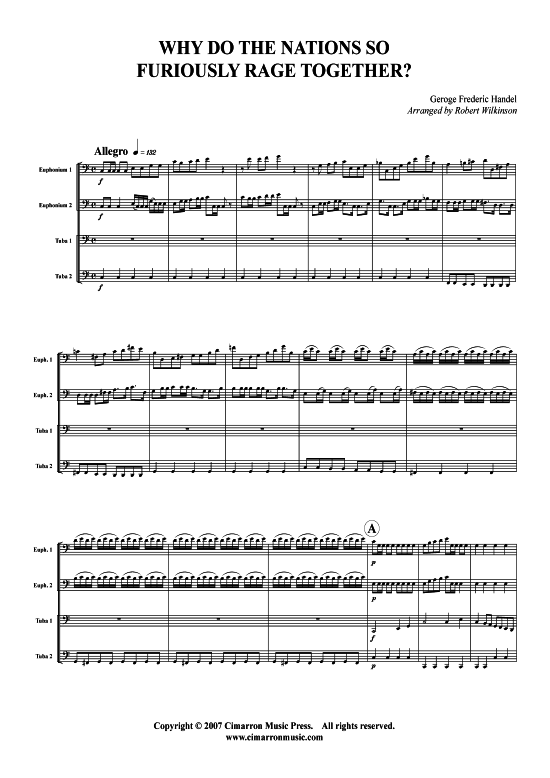 Why do the Nations So Furiously Rage Together (Tuba Quartett 2x Bariton 2xTuba) (Quartett (Tuba)) von G. F. H auml ndel