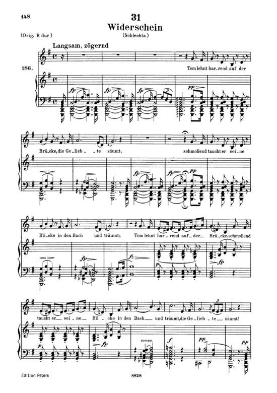 Widerschein D.639 (Gesang tief + Klavier) (Klavier  Gesang tief) von Franz Schubert
