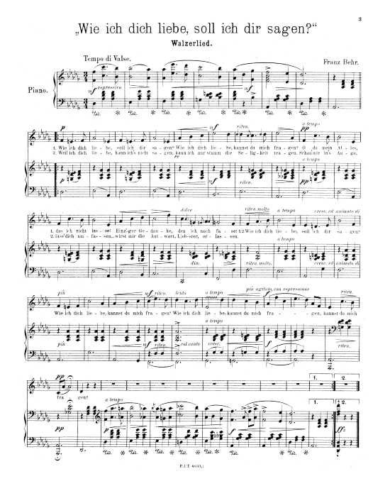 Noten Blau Und Weiß Wie Lieb Ich Dich