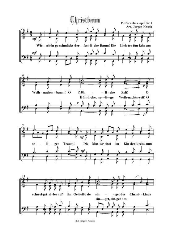 Wie sch n geschm ckt der festliche Raum (Gemischter Chor) (Gemischter Chor) von Peter Cornelius (aus Christbaum op. 8 Nr. 1)
