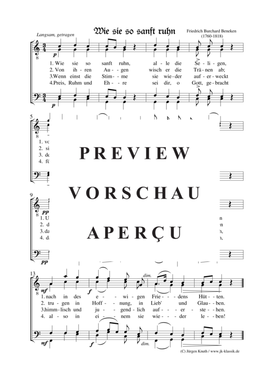 Wie sie so sanft ruhn (M nnerchor) (M nnerchor) von Friedrich Burchard Beneken