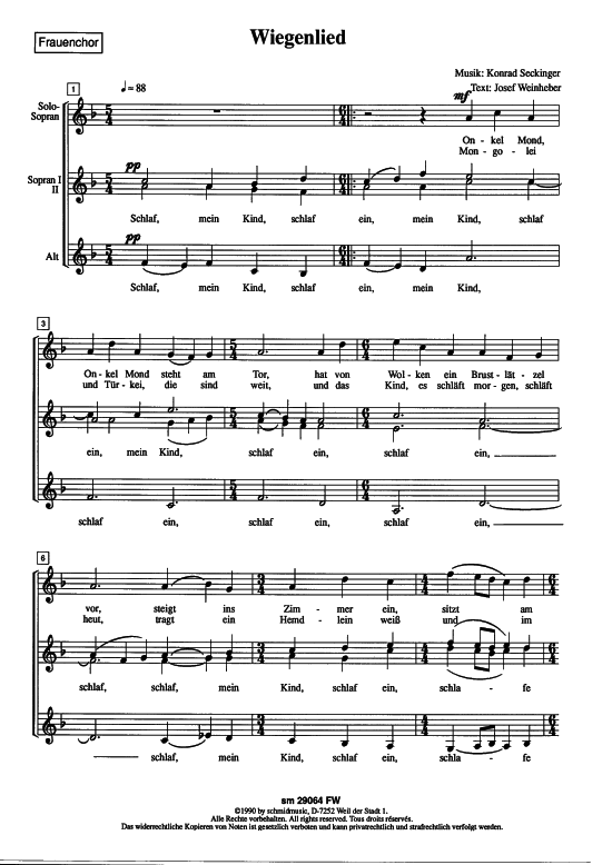 Wiegenlied (Frauenchor) (Frauenchor) von Konrad Seckinger