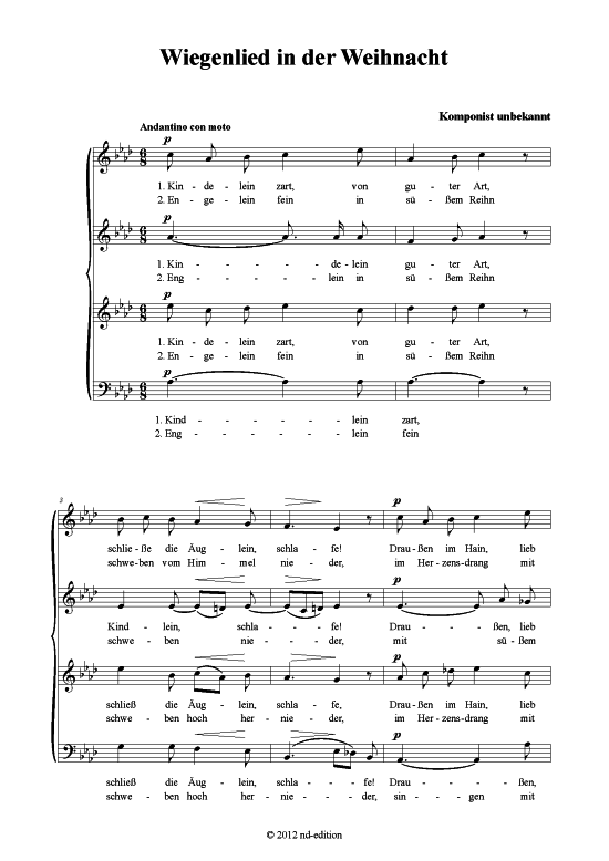 Wiegenlied in der Weihnacht (Gemischter Chor) (Gemischter Chor) von Weihnachtslied