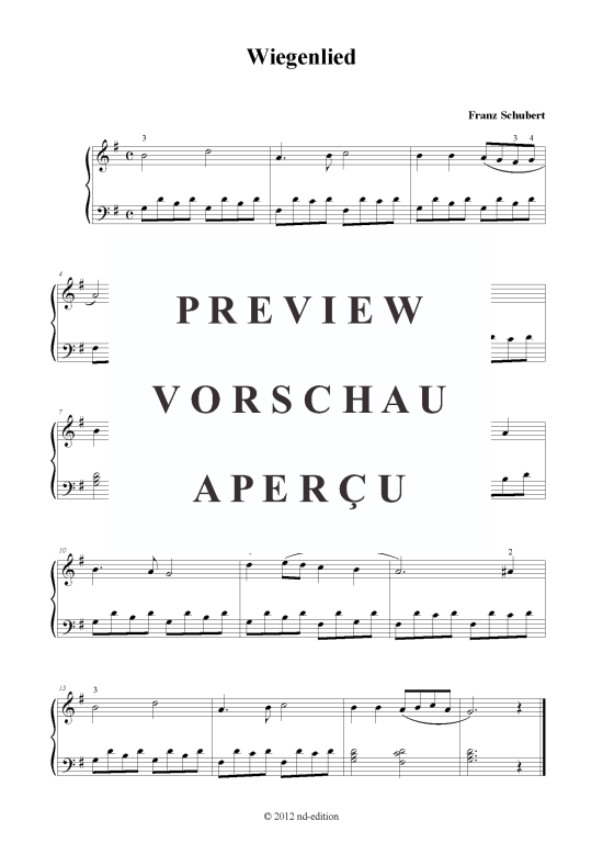 Wiegenlied (Klavier solo einfach) (Klavier einfach) von Franz Schubert (bearb.)