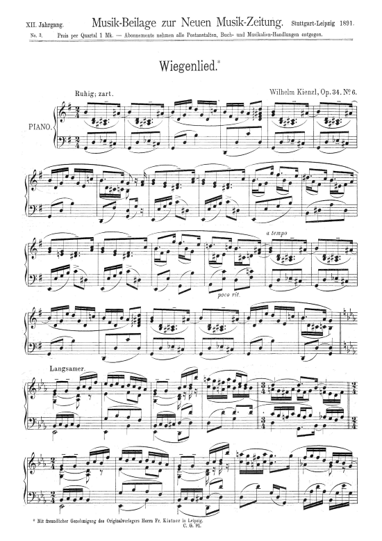 Wiegenlied (Klavier Solo) (Klavier Solo) von Wilhelm Kienzl
