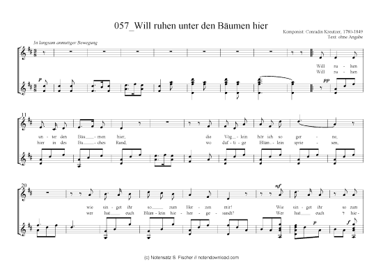 Will ruhen unter den B auml umen hier (Gitarre + Gesang) (Gitarre  Gesang) von Conradin Kreutzer 1780-1849 