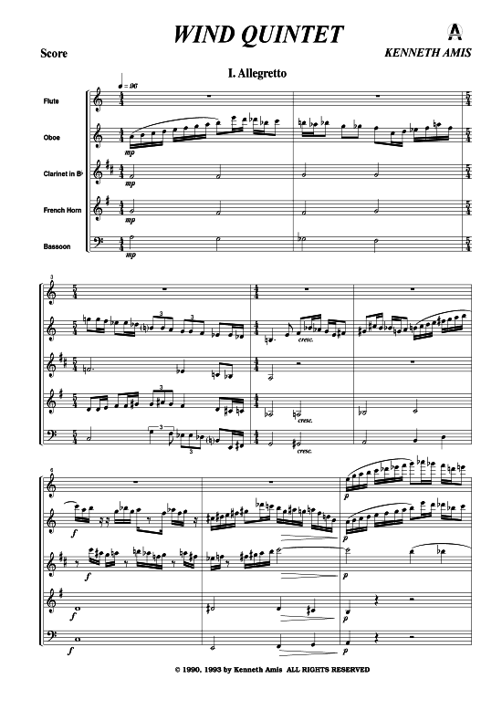 Wind Quintet Holzbläserquintett PDF Noten von Amis in